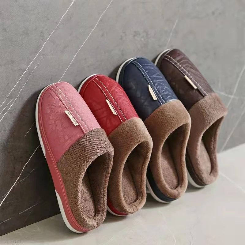 Pantufa Masculina de Couro Impermeável Antiderrapante para Inverno Ferrazi