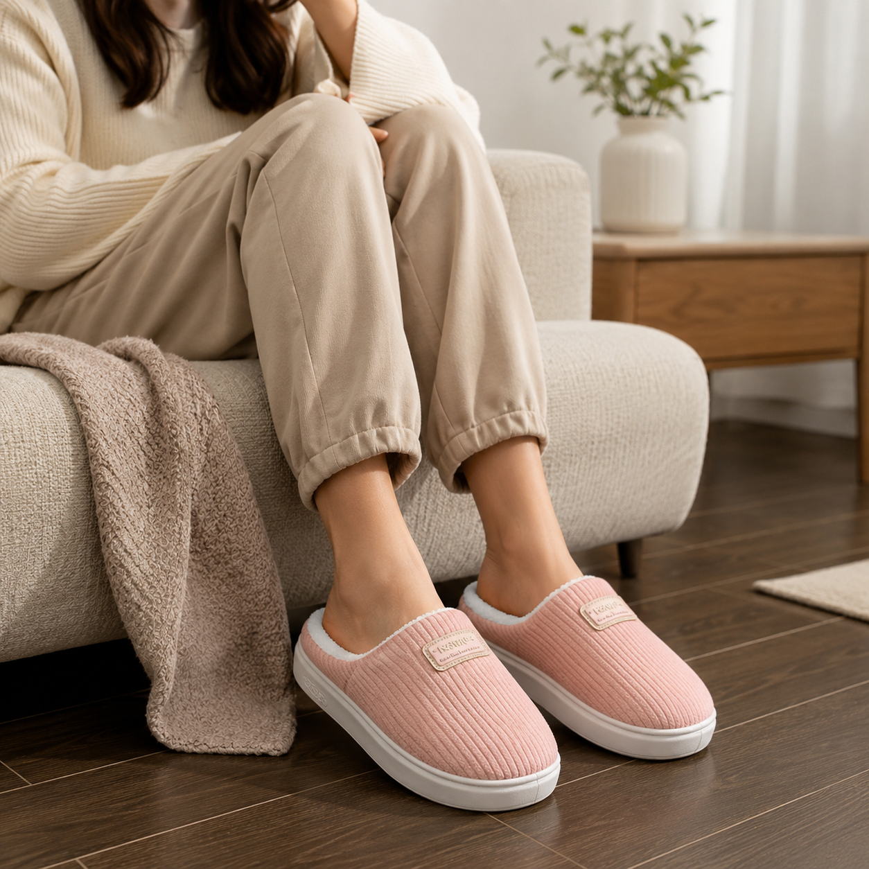 Pantufa Unissex Forrada Antiderrapante para Inverno Ferrazi