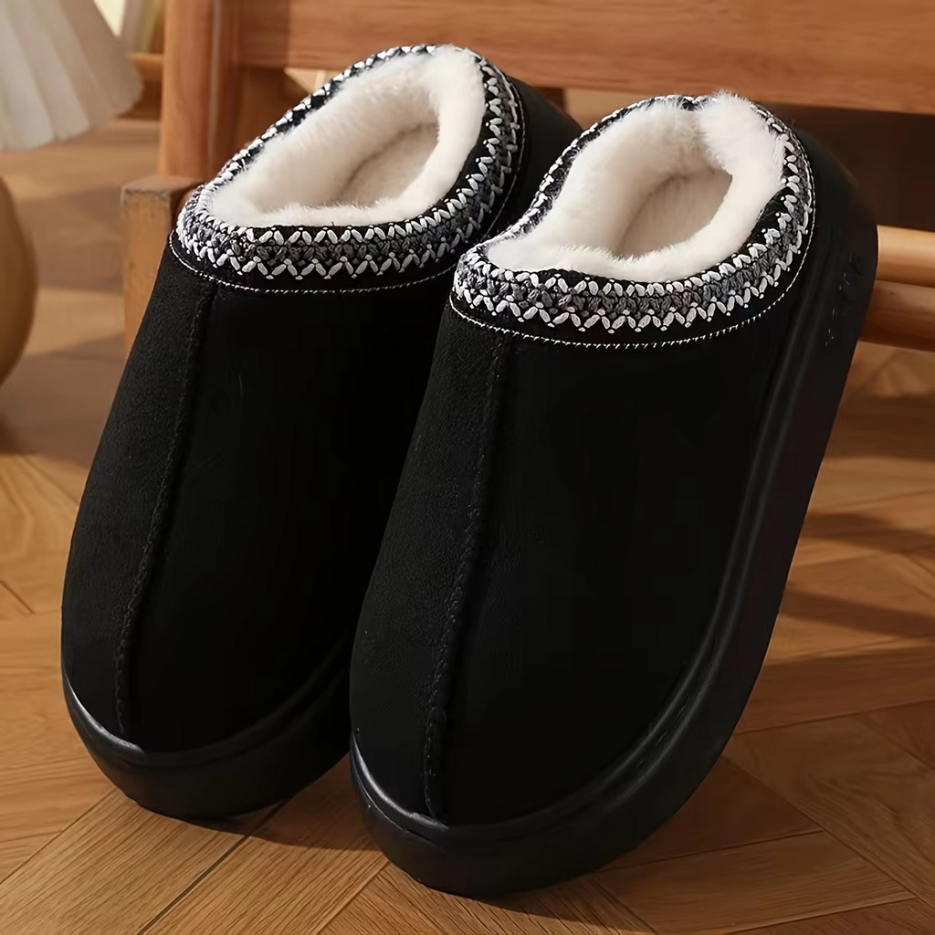 Pantufa de Couro Unissex Forrada em Lã Antiderrapante para Inverno Ferrazi