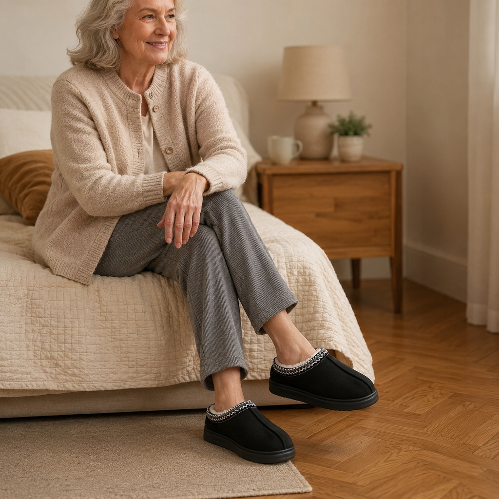 Pantufa de Couro Unissex Forrada em Lã Antiderrapante para Inverno Ferrazi
