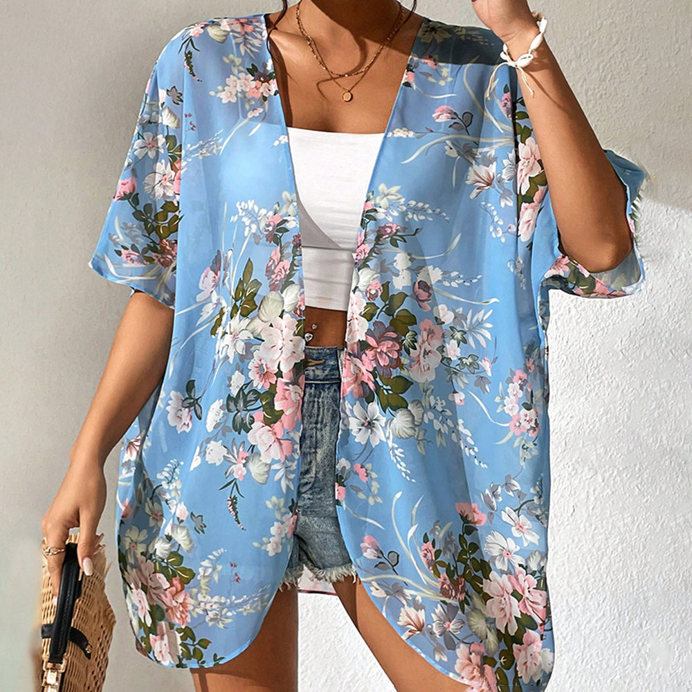 Quimono Feminino Floral de Manga Batwing Ferrazi