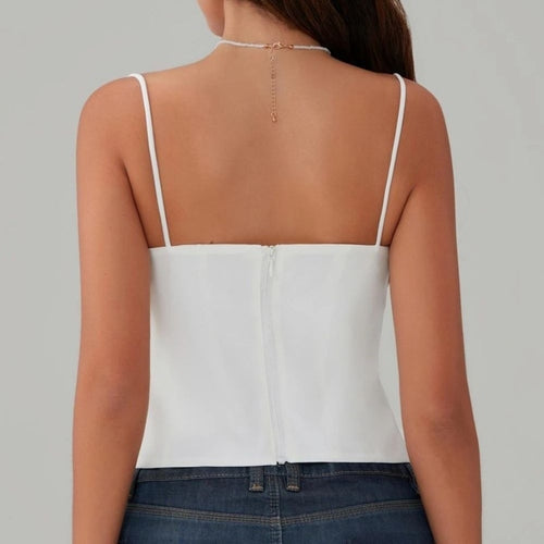 Regata Feminina Vintage de Verão com Costas Nuas e Zíper Ferrazi