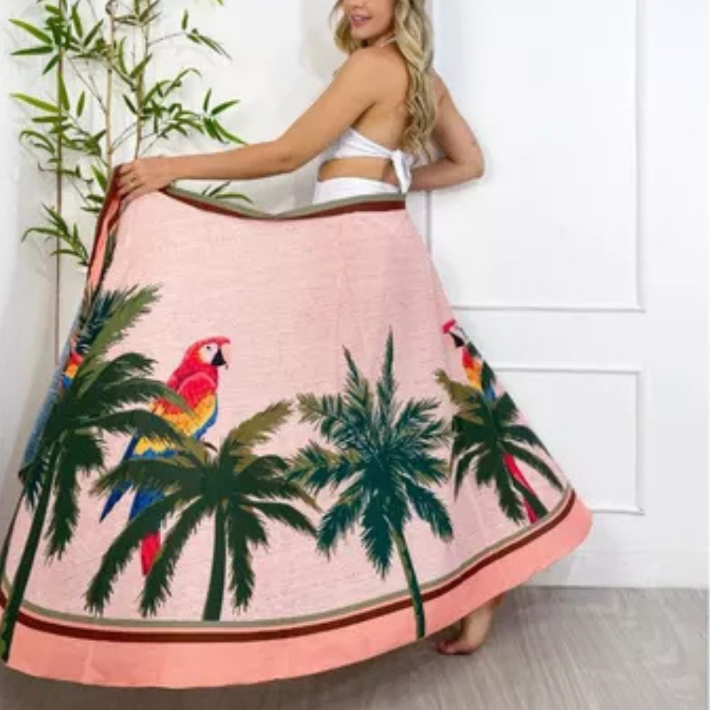 Saída de Praia Feminina Saia Envelope Estampada Ferrazi