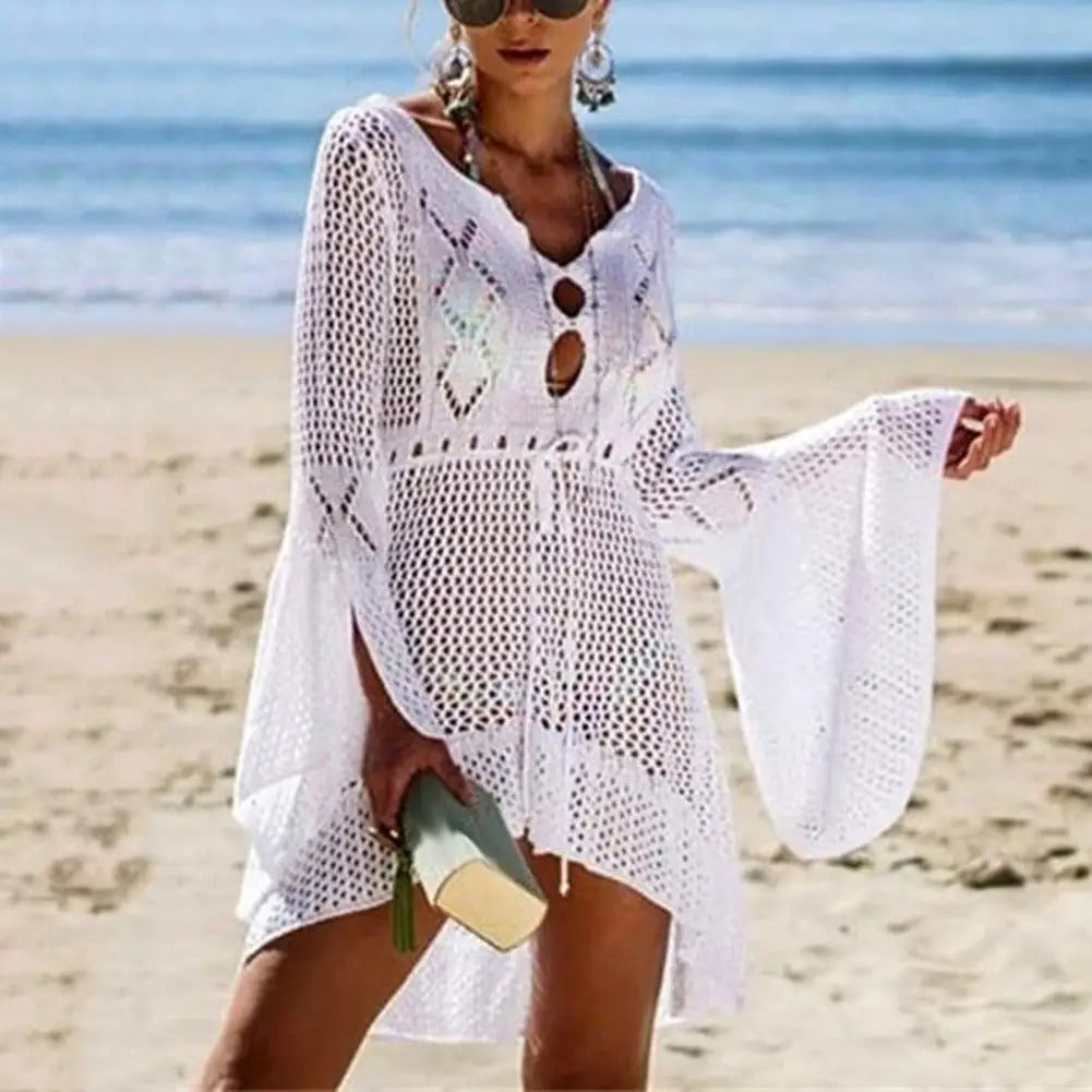Saída de Praia em Tricô com Manga Flare Ferrazi