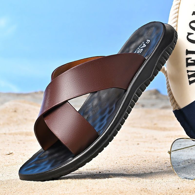 Sandália Masculina Ergonômica de Couro Antiderrapante Ferrazi