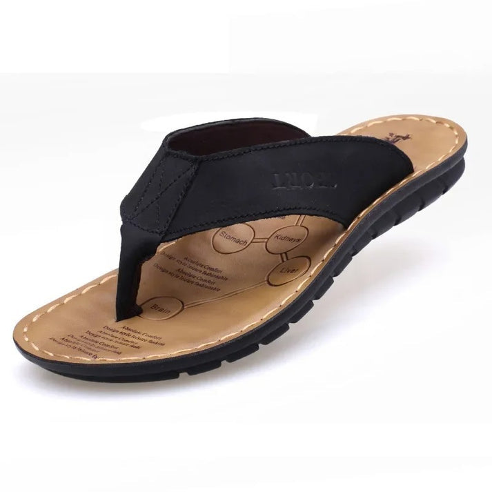 Sandália Masculina de Couro Antiderrapante Ferrazi