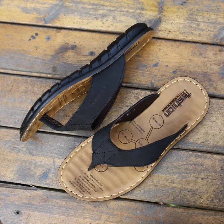 Sandália Masculina de Couro Antiderrapante Ferrazi
