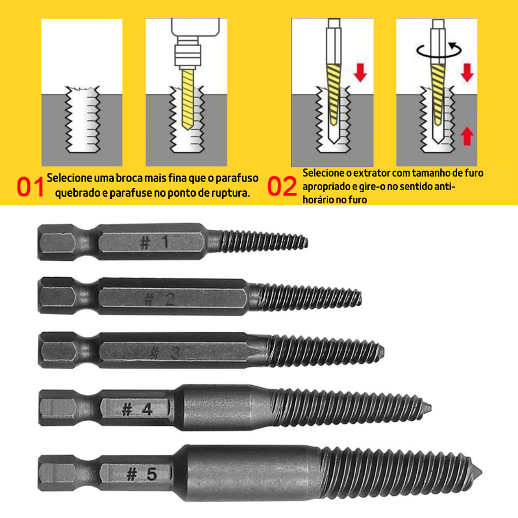 Brocas Extratoras Para Parafusos | Conjunto Completo