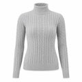 Suéter Feminino Gola Alta em Tricô Trançado para Inverno Ferrazi