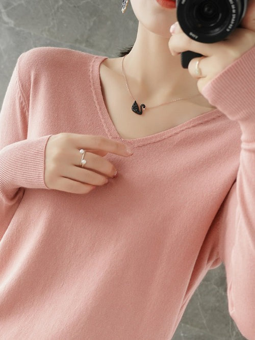Suéter Feminino de Inverno Gola V Casual Ferrazi