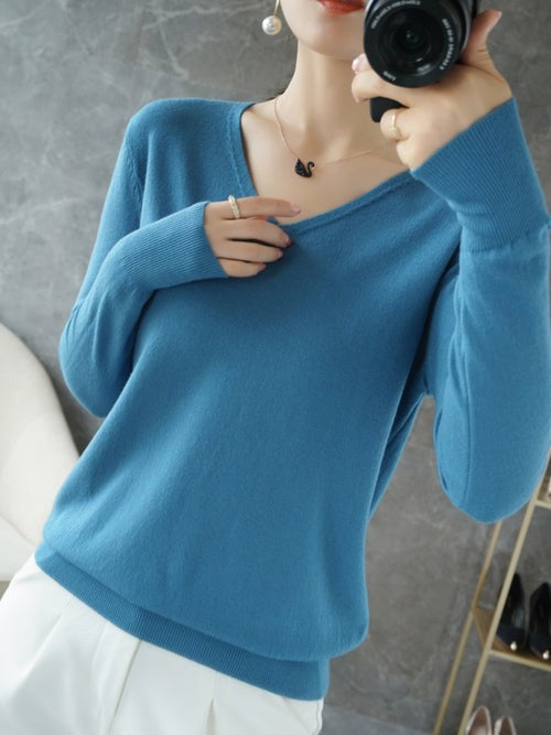 Suéter Feminino de Inverno Gola V Casual Ferrazi