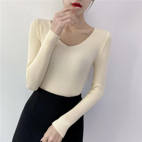 Suéter Feminino de Inverno com Decote em V Ferrazi