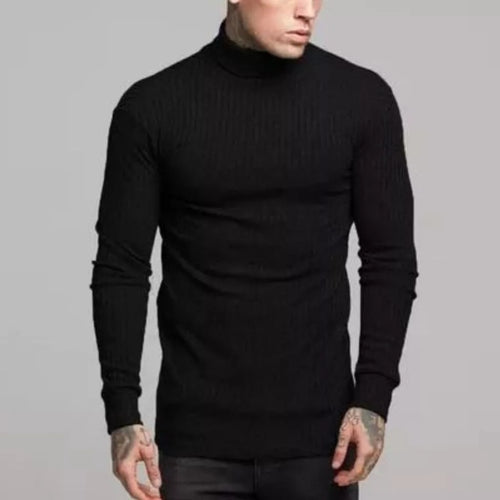 Suéter Masculino de Lã em Tricô Canelado com Gola Alta Ferrazi