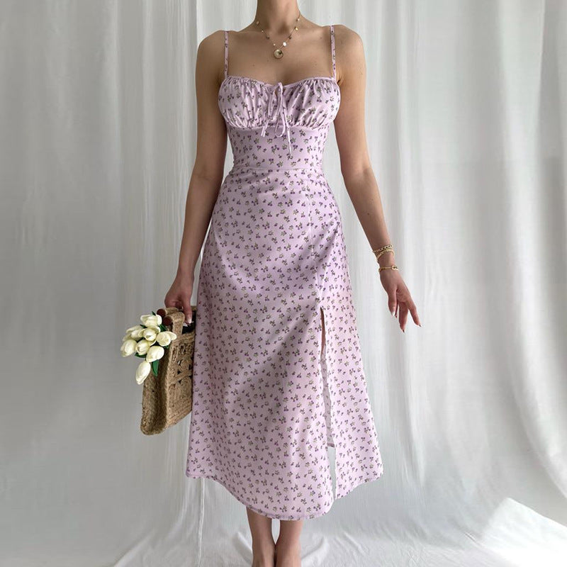 Vestido Feminino Floral Longo com Fenda Ferrazi
