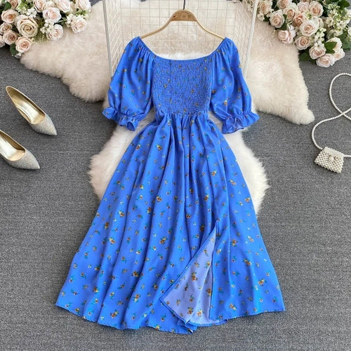 Vestido Feminino Longo Vintage Floral de Verão Ferrazi