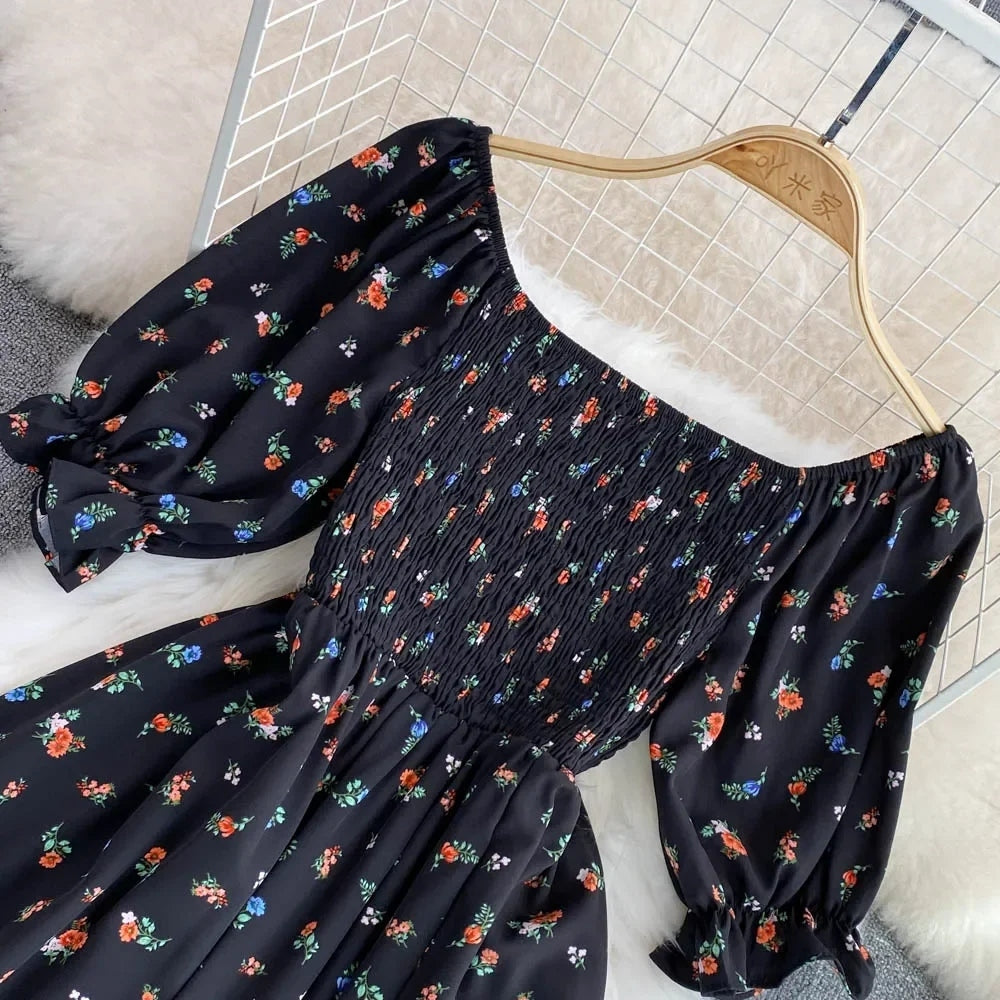 Vestido Feminino Longo Vintage Floral de Verão Ferrazi