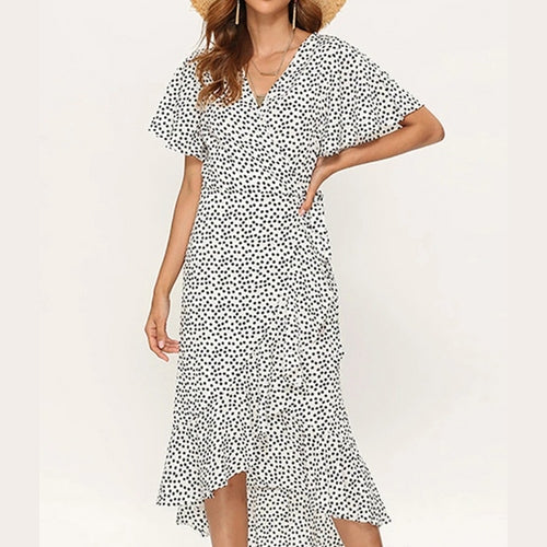 Vestido Feminino Longo de Verão Estampado com Babados Ferrazi
