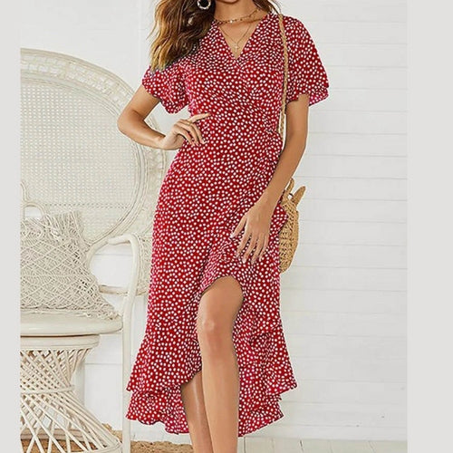 Vestido Feminino Longo de Verão Estampado com Babados Ferrazi