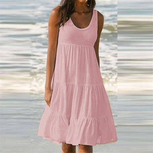 Vestido Feminino Midi Básico Plissado Ferrazi