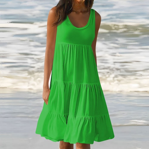 Vestido Feminino Midi Básico Plissado Ferrazi