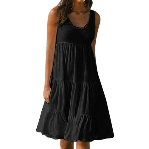 Vestido Feminino Midi Básico Plissado Ferrazi