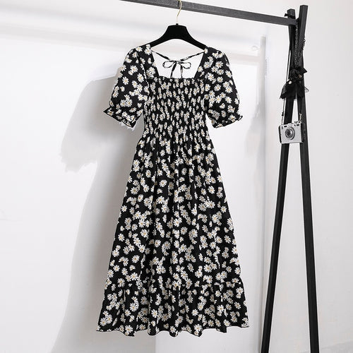 Vestido Feminino Midi Plissado Florido de Verão Ferrazi
