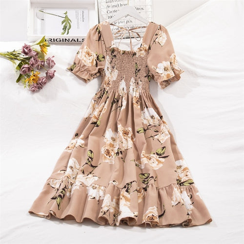 Vestido Feminino de Verão Florido Plissado Ferrazi