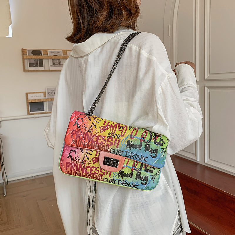 Bolsa Transversal Sintético Arte Prisma Onda, Estilo Exclusivo com Versatilidade